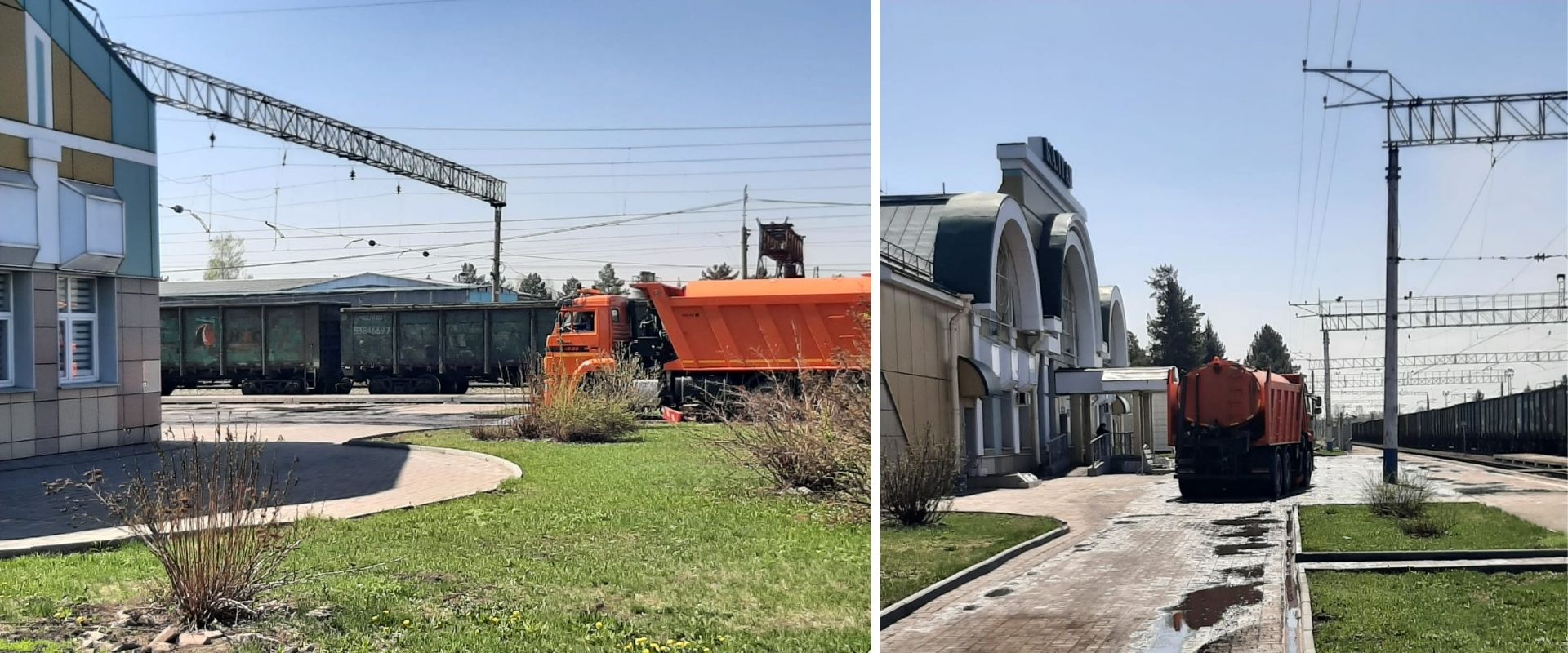 ООО "Разрез Тайлепский" помог с уборкой на привокзальной площади железнодорожной станции 